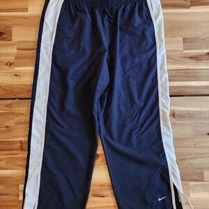 Flawed Nike Blue Track Pants with White Stripes Size Large